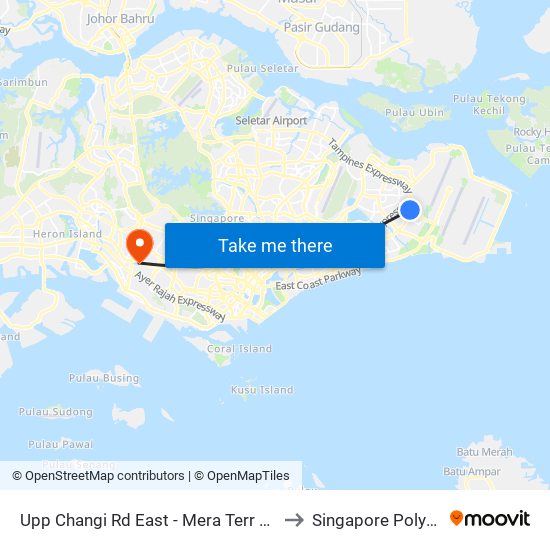 Upp Changi Rd East - Mera Terr P/G (96069) to Singapore Polytechnic map