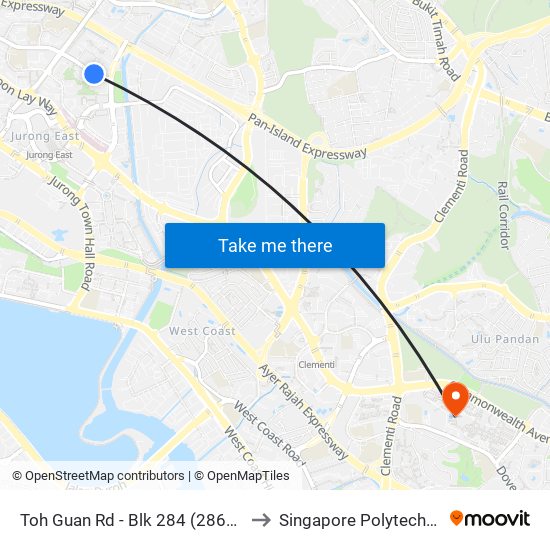 Toh Guan Rd - Blk 284 (28641) to Singapore Polytechnic map