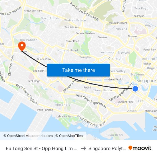 Eu Tong Sen St - Opp Hong Lim Pk (05023) to Singapore Polytechnic map