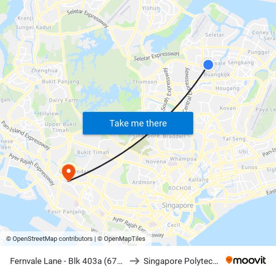 Fernvale Lane - Blk 403a (67281) to Singapore Polytechnic map