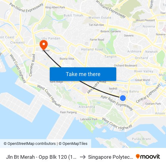 Jln Bt Merah - Opp Blk 120 (10081) to Singapore Polytechnic map