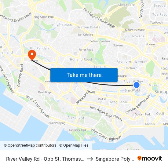 River Valley Rd - Opp St. Thomas Wk (13089) to Singapore Polytechnic map
