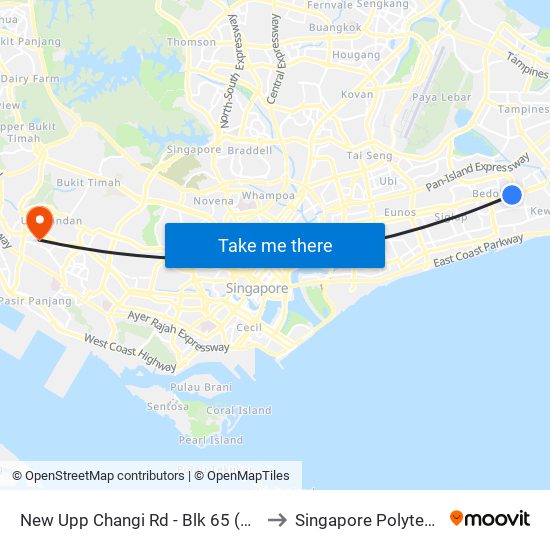 New Upp Changi Rd - Blk 65 (84059) to Singapore Polytechnic map