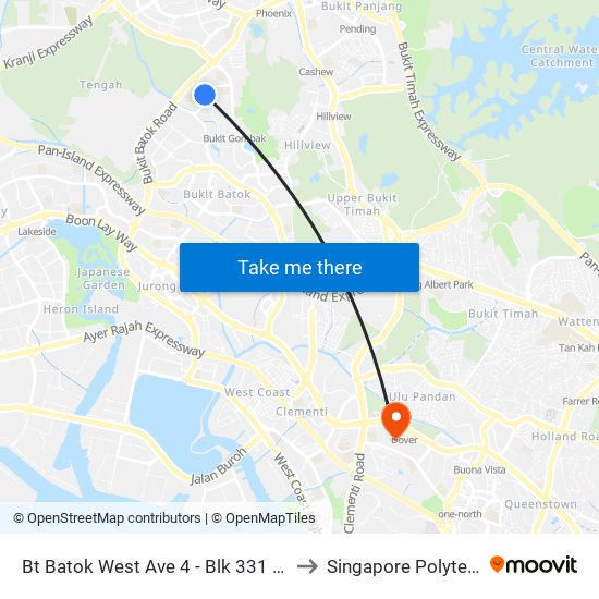 Bt Batok West Ave 4 - Blk 331 (43491) to Singapore Polytechnic map