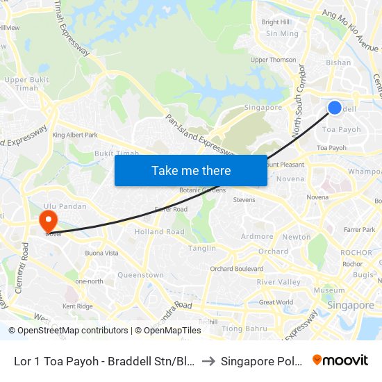 Lor 1 Toa Payoh - Braddell Stn/Blk 106 (52179) to Singapore Polytechnic map