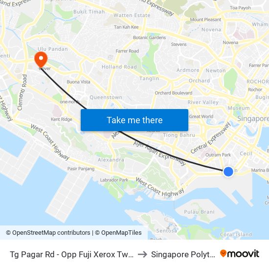 Tg Pagar Rd - Opp Fuji Xerox Twrs (05651) to Singapore Polytechnic map