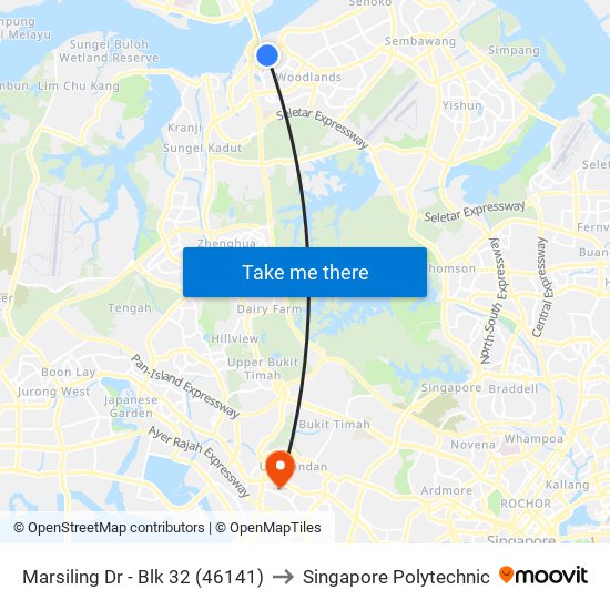 Marsiling Dr - Blk 32 (46141) to Singapore Polytechnic map