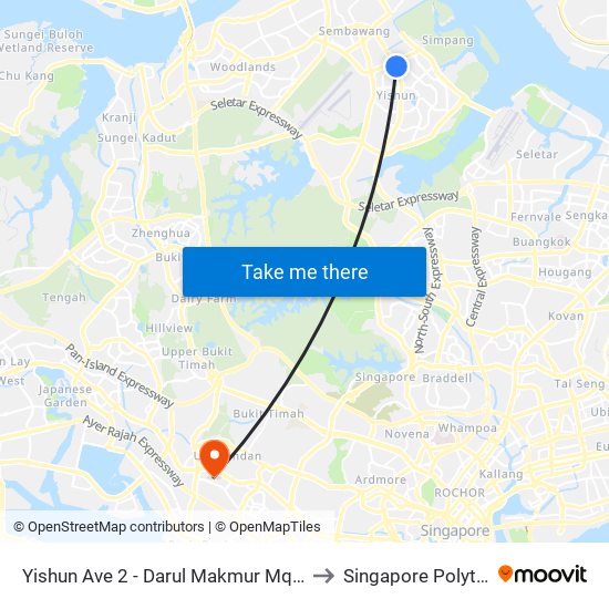 Yishun Ave 2 - Darul Makmur Mque (59259) to Singapore Polytechnic map