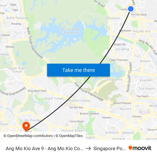 Ang Mo Kio Ave 9 - Ang Mo Kio Comm Hosp (55151) to Singapore Polytechnic map