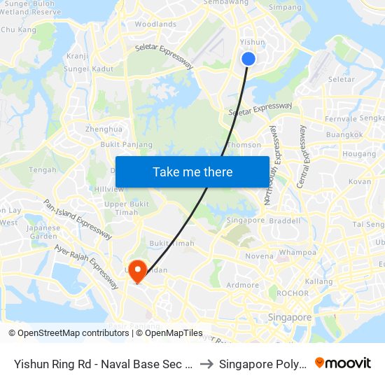 Yishun Ring Rd - Naval Base Sec Sch (59329) to Singapore Polytechnic map