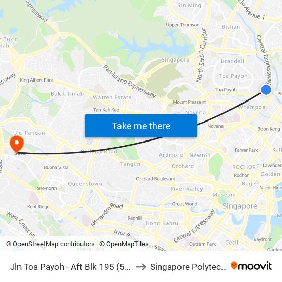 Jln Toa Payoh - Aft Blk 195 (52081) to Singapore Polytechnic map