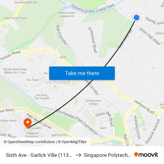 Sixth Ave - Garlick Ville (11341) to Singapore Polytechnic map