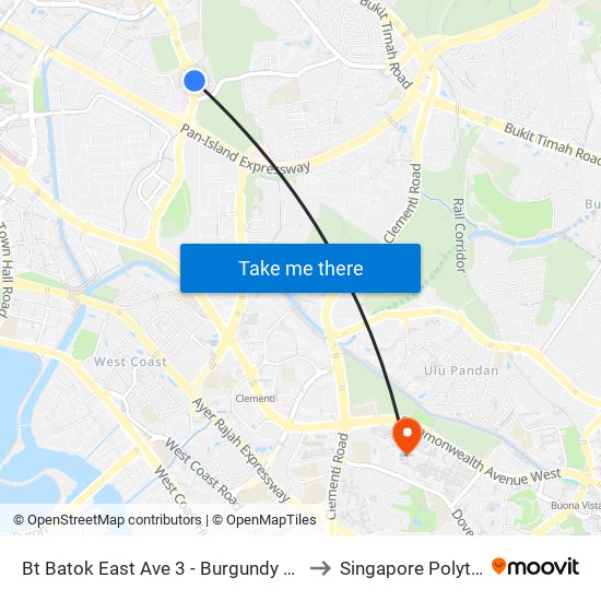 Bt Batok East Ave 3 - Burgundy Hill (42319) to Singapore Polytechnic map