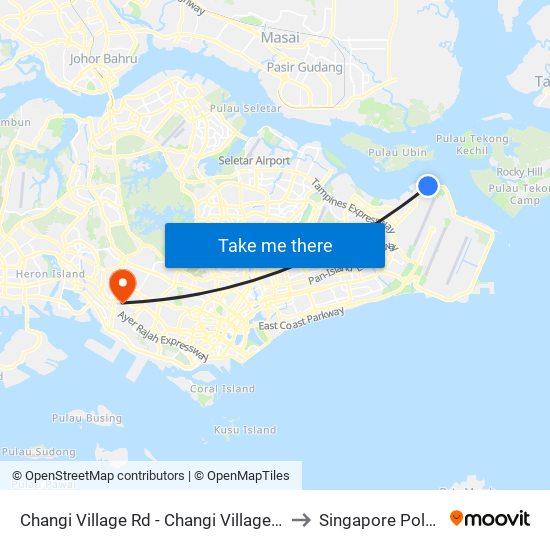 Changi Village Rd - Changi Village Hotel (99129) to Singapore Polytechnic map