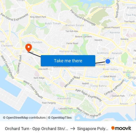 Orchard Turn - Opp Orchard Stn/Ion (09023) to Singapore Polytechnic map