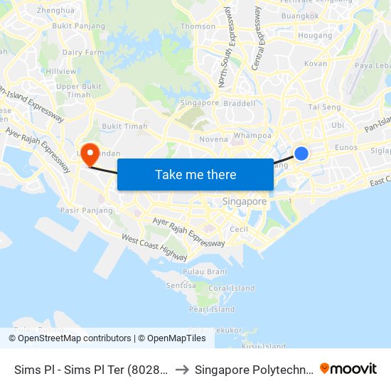 Sims Pl - Sims Pl Ter (80289) to Singapore Polytechnic map