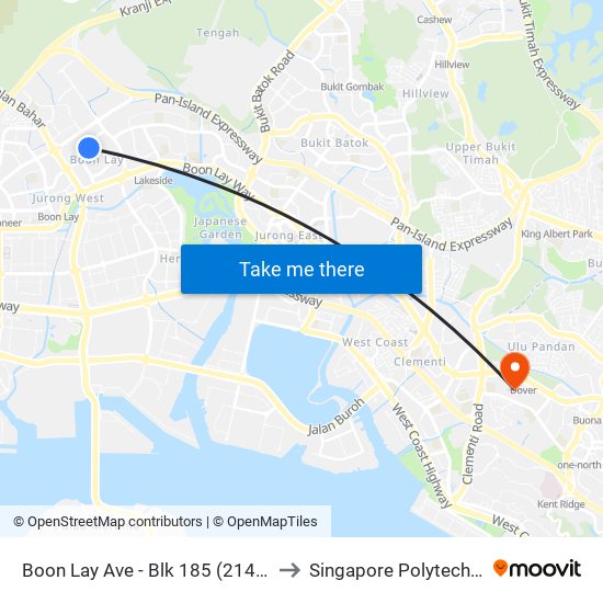 Boon Lay Ave - Blk 185 (21429) to Singapore Polytechnic map
