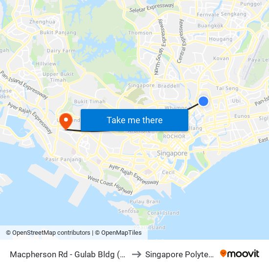 Macpherson Rd - Gulab Bldg (70109) to Singapore Polytechnic map