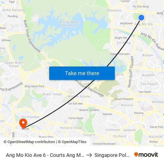 Ang Mo Kio Ave 6 - Courts Ang Mo Kio (54049) to Singapore Polytechnic map