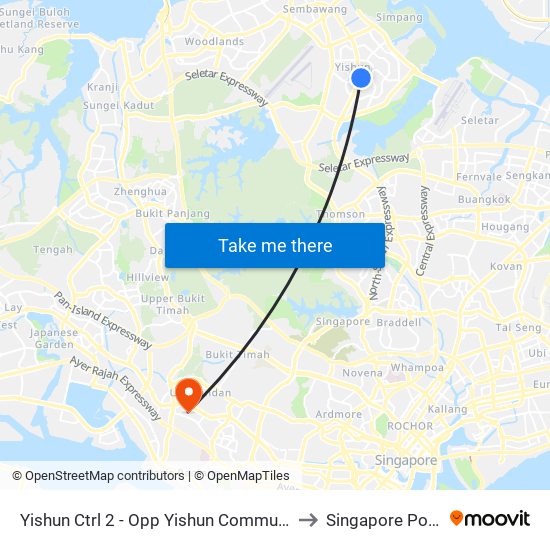 Yishun Ctrl 2 - Opp Yishun Community Hosp (59611) to Singapore Polytechnic map