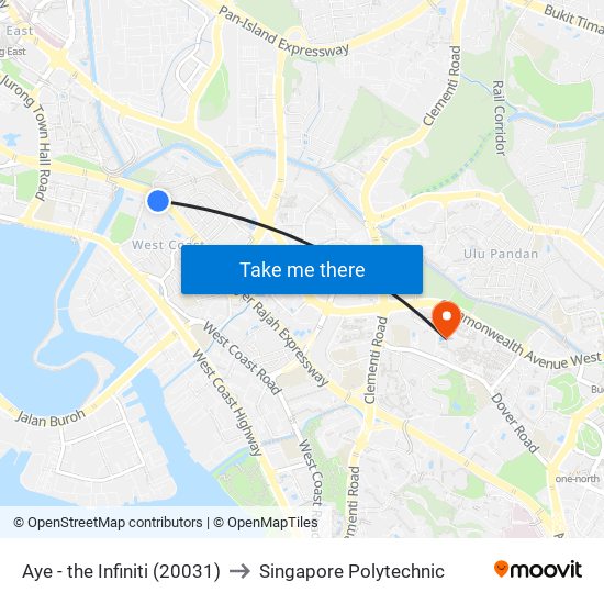 Aye - the Infiniti (20031) to Singapore Polytechnic map