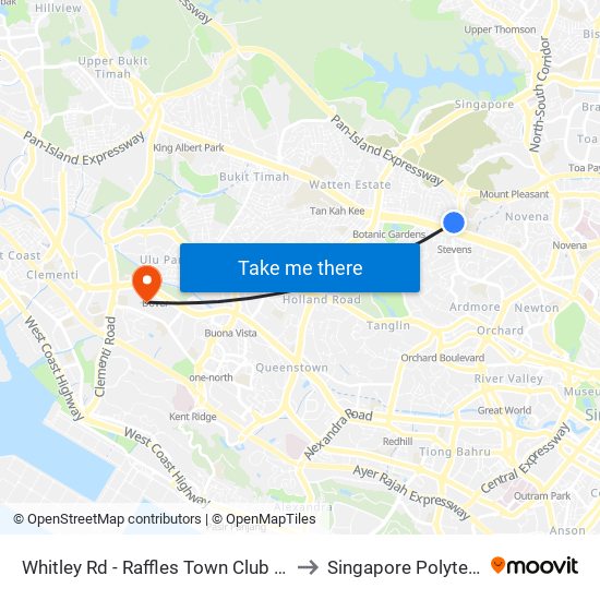 Whitley Rd - Raffles Town Club (40231) to Singapore Polytechnic map