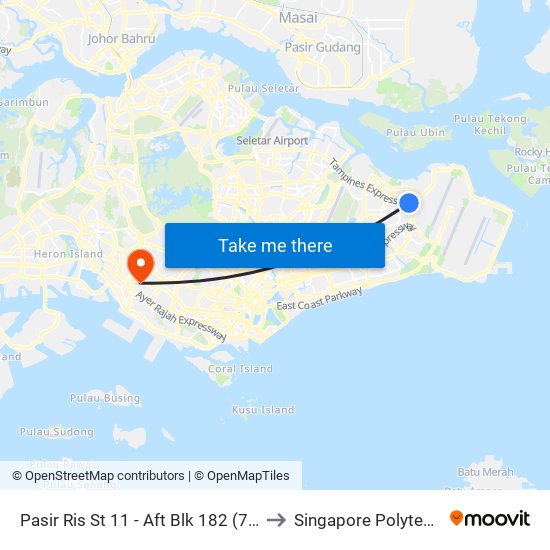 Pasir Ris St 11 - Aft Blk 182 (78191) to Singapore Polytechnic map