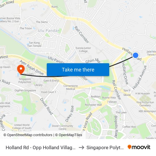 Holland Rd - Opp Holland Village (11269) to Singapore Polytechnic map