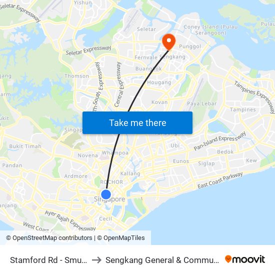 Stamford Rd - Smu (04121) to Sengkang General & Community Hospital map