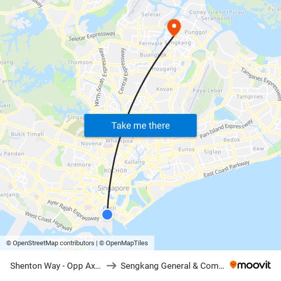 Shenton Way - Opp Axa Twr (03217) to Sengkang General & Community Hospital map