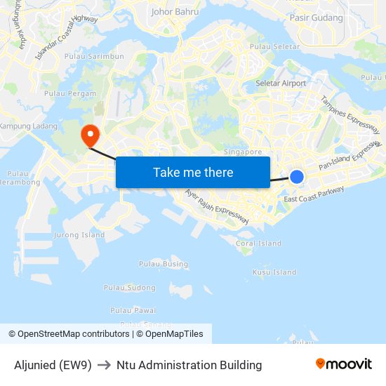 Aljunied (EW9) to Ntu Administration Building map