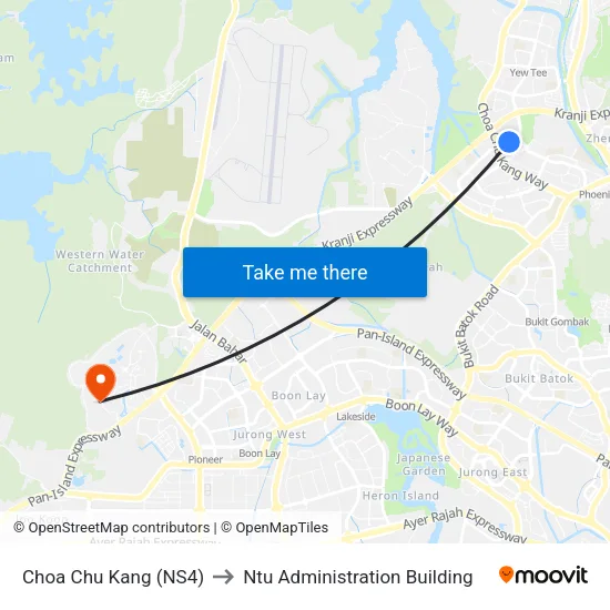 Choa Chu Kang (NS4) to Ntu Administration Building map