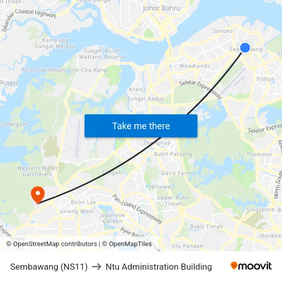 Sembawang (NS11) to Ntu Administration Building map