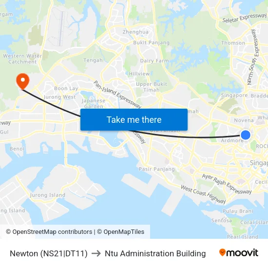 Newton (NS21|DT11) to Ntu Administration Building map
