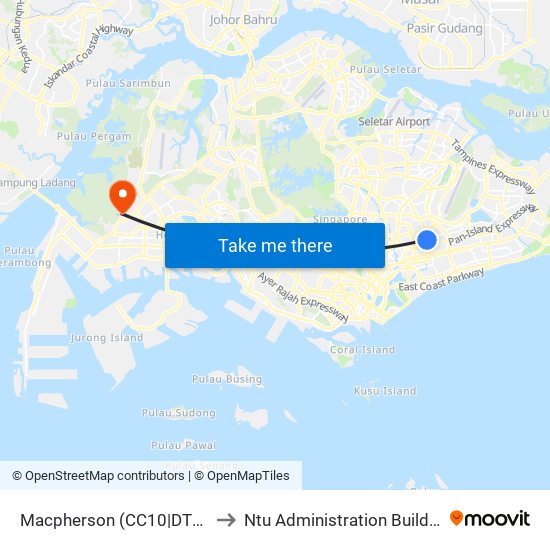 Macpherson (CC10|DT26) to Ntu Administration Building map