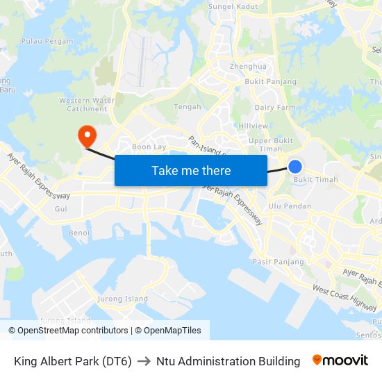 King Albert Park (DT6) to Ntu Administration Building map