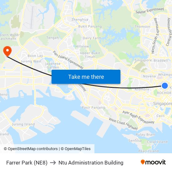 Farrer Park (NE8) to Ntu Administration Building map