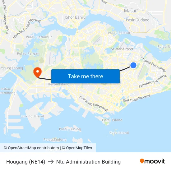 Hougang (NE14) to Ntu Administration Building map