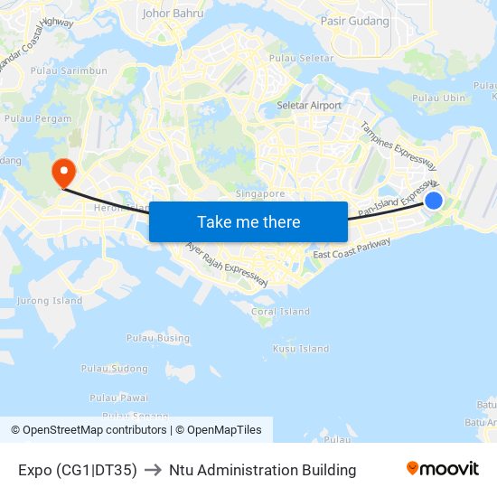 Expo (CG1|DT35) to Ntu Administration Building map