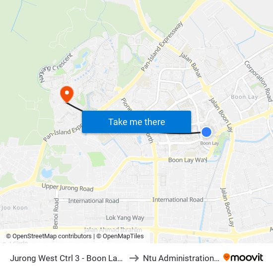 Jurong West Ctrl 3 - Boon Lay Int (22009) to Ntu Administration Building map