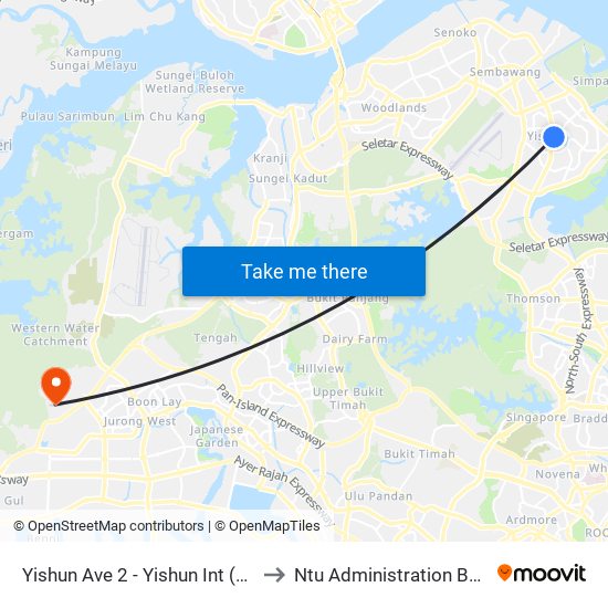 Yishun Ave 2 - Yishun Int (59009) to Ntu Administration Building map