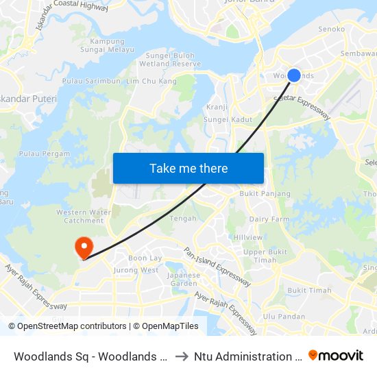 Woodlands Sq - Woodlands Int (46009) to Ntu Administration Building map