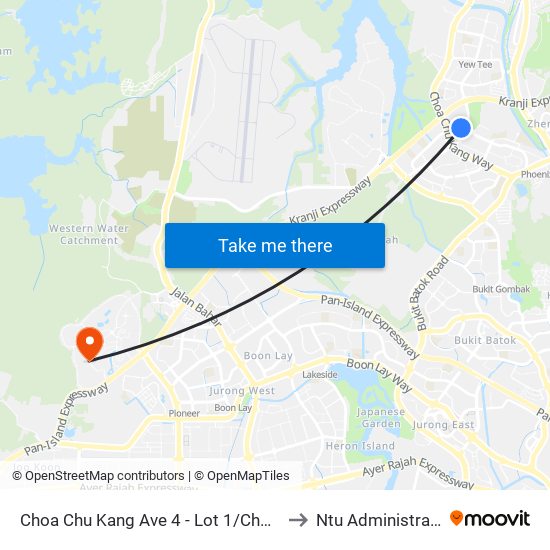 Choa Chu Kang Ave 4 - Lot 1/Choa Chu Kang Stn (44539) to Ntu Administration Building map