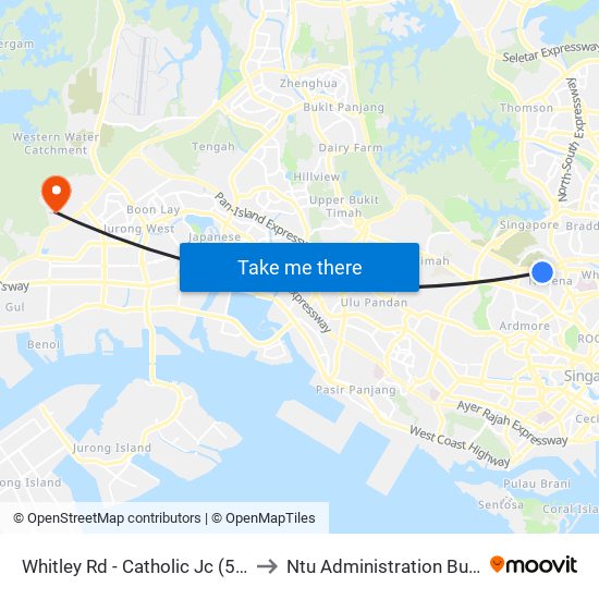 Whitley Rd - Catholic Jc (51099) to Ntu Administration Building map