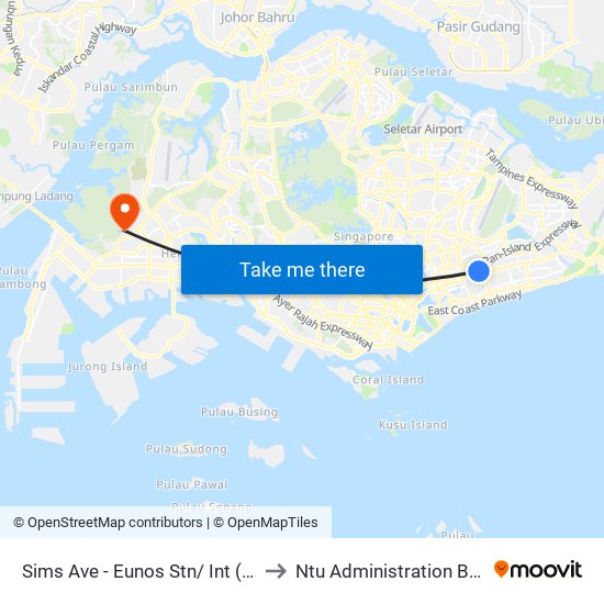 Sims Ave - Eunos Stn/ Int (82061) to Ntu Administration Building map