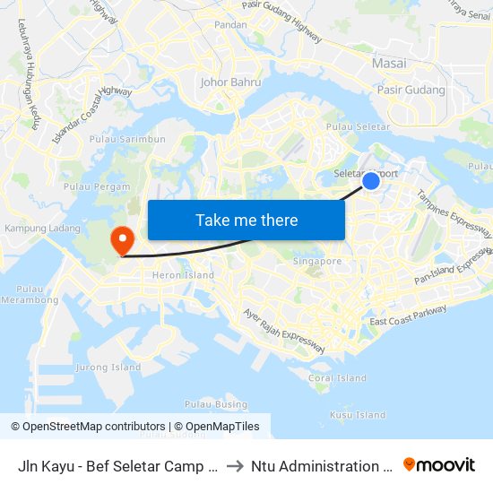 Jln Kayu - Bef Seletar Camp G (68111) to Ntu Administration Building map