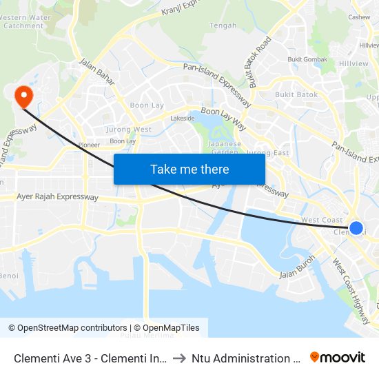 Clementi Ave 3 - Clementi Int (17009) to Ntu Administration Building map