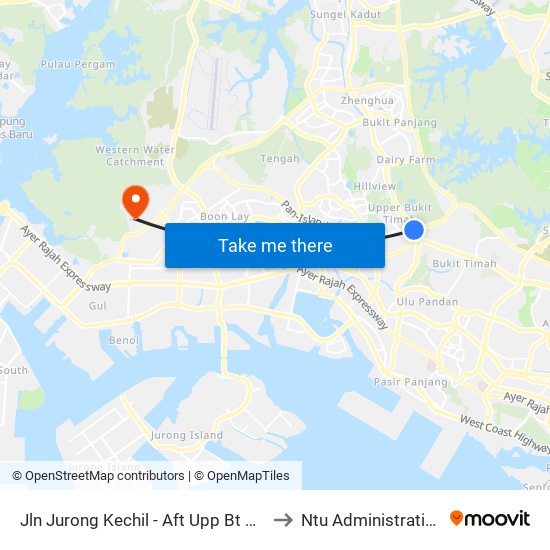 Jln Jurong Kechil - Aft Upp Bt Timah Rd (42259) to Ntu Administration Building map