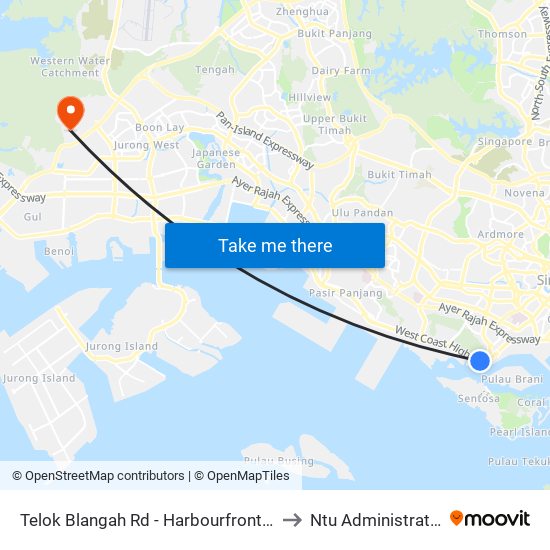 Telok Blangah Rd - Harbourfront Stn/Vivocity (14141) to Ntu Administration Building map