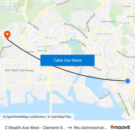 C'Wealth Ave West - Clementi Stn Exit B (17179) to Ntu Administration Building map